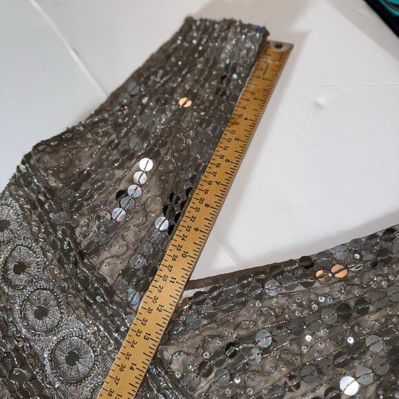 Scala Couture Sequin Beaded Mini Dress Women’s Silver V Neck Sleeveless Party 8 - Picture 11 of 16